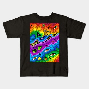 Psychedelic Rainbow Frequency Kids T-Shirt